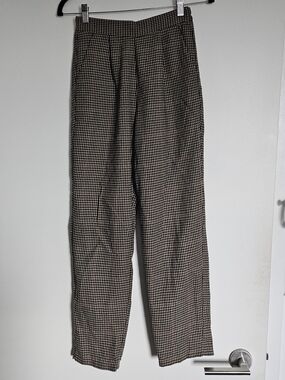 Duras Gyaru Japan Black and Brown Houndstooth Plaid Pleated Peg Leg Pants